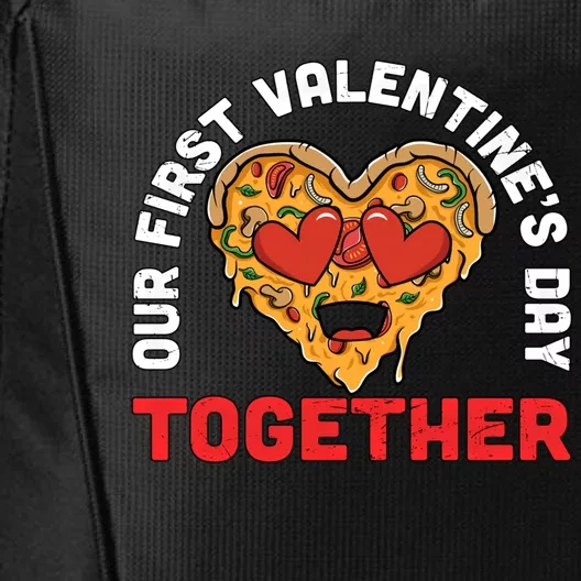 Our First Valentine's Day Together Pizza Matching Couples Gift City Backpack