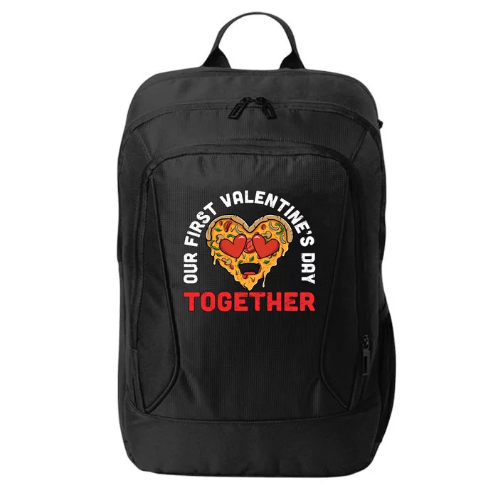 Our First Valentine's Day Together Pizza Matching Couples Gift City Backpack