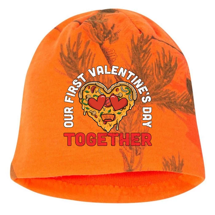 Our First Valentine's Day Together Pizza Matching Couples Gift Kati - Camo Knit Beanie