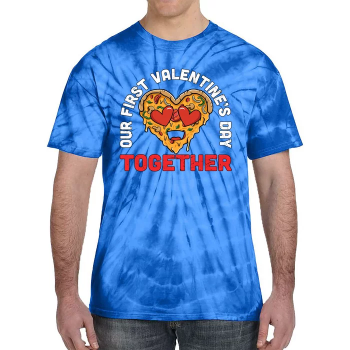 Our First Valentine's Day Together Pizza Matching Couples Gift Tie-Dye T-Shirt