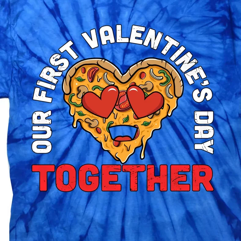 Our First Valentine's Day Together Pizza Matching Couples Gift Tie-Dye T-Shirt