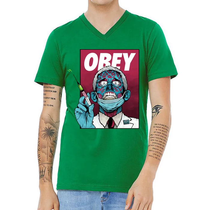 Obey Faucci Vaccine Zombie V-Neck T-Shirt