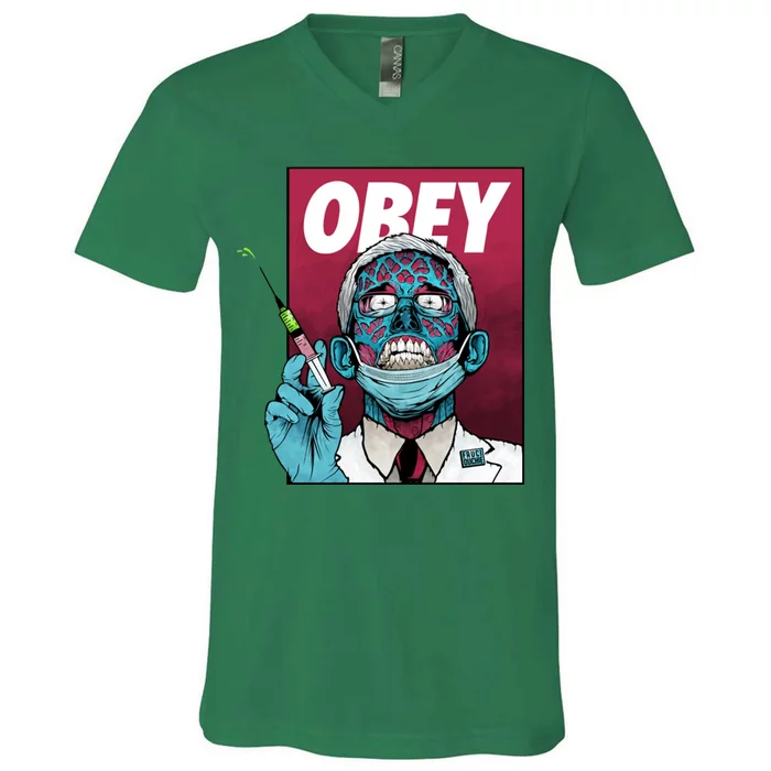 Obey Faucci Vaccine Zombie V-Neck T-Shirt