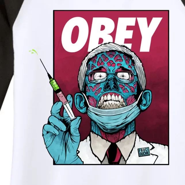 Obey Faucci Vaccine Zombie Women's Tri-Blend 3/4-Sleeve Raglan Shirt