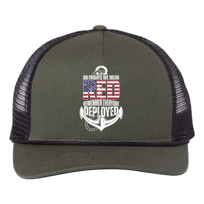 On Fridays We Wear Red Remember Everyone Deployed Retro Rope Trucker Hat Cap