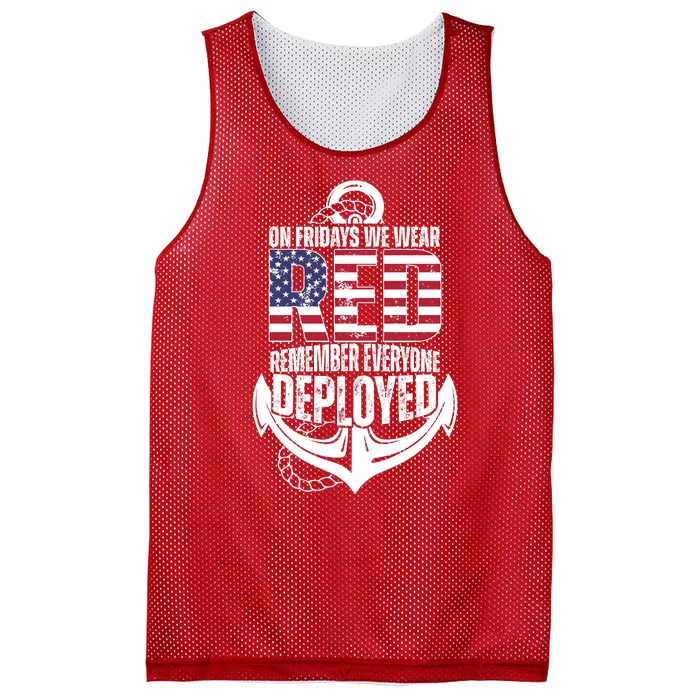 On Fridays We Wear Red Remember Everyone Deployed Mesh Reversible Basketball Jersey Tank