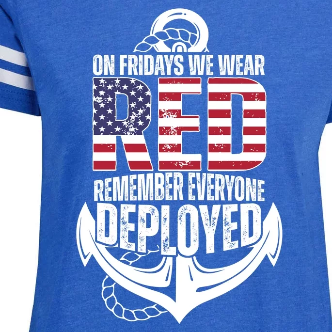 On Fridays We Wear Red Remember Everyone Deployed Enza Ladies Jersey Football T-Shirt