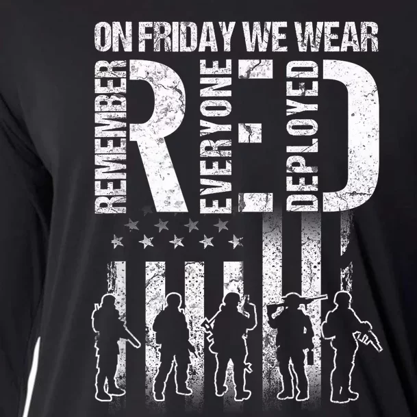 On Friday We Wear Red American Flag Military Supportive Cooling Performance Long Sleeve Crew