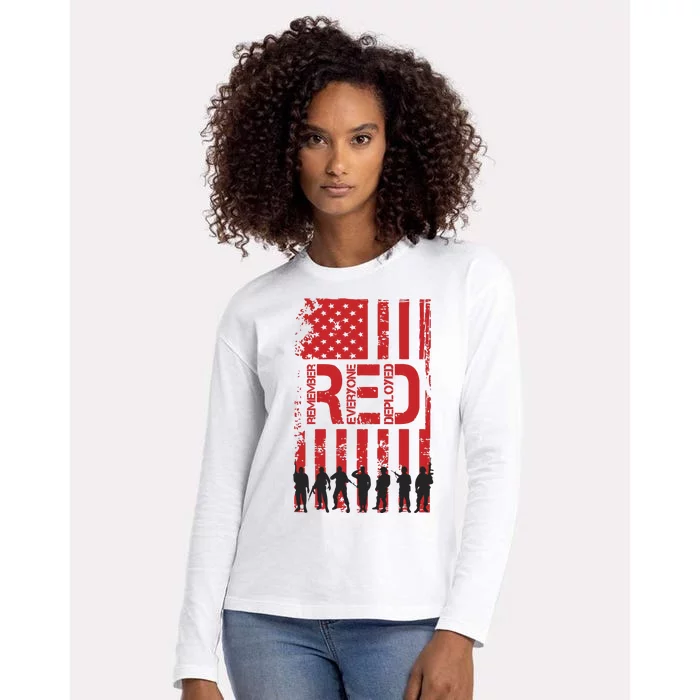 On Friday We Wear Red We Wear Red Remember Everyone Deployed Red Womens Cotton Relaxed Long Sleeve T-Shirt