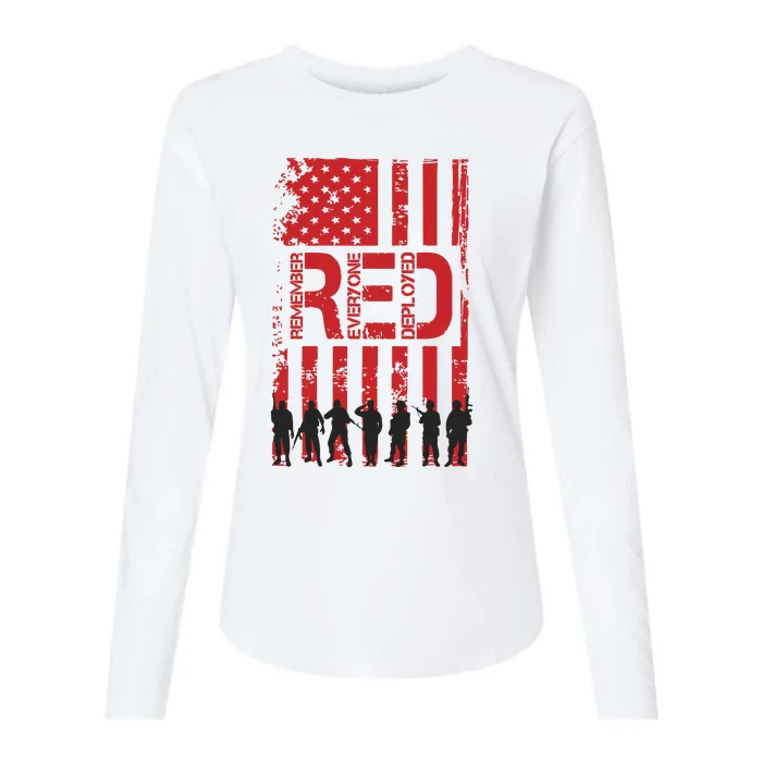 On Friday We Wear Red We Wear Red Remember Everyone Deployed Red Womens Cotton Relaxed Long Sleeve T-Shirt