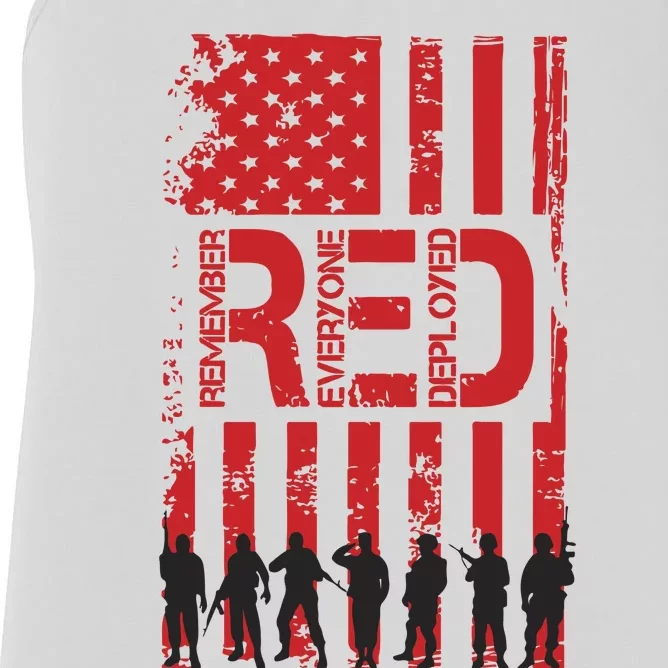 On Friday We Wear Red We Wear Red Remember Everyone Deployed Red Women's Racerback Tank