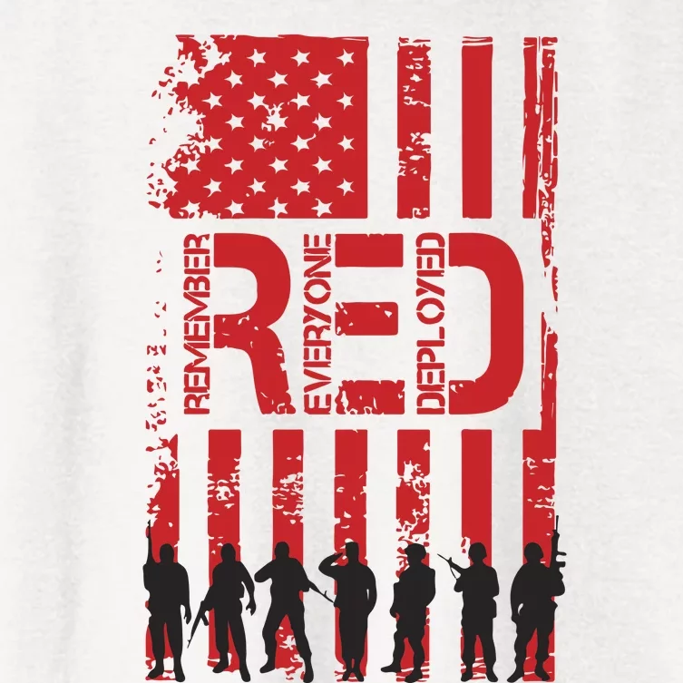 On Friday We Wear Red We Wear Red Remember Everyone Deployed Red Women's Crop Top Tee