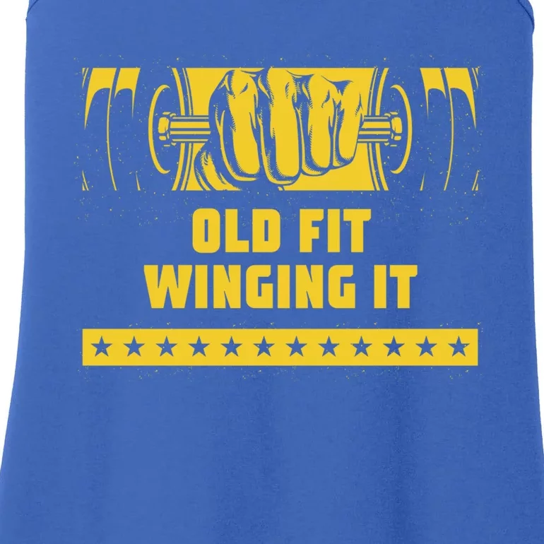 Old Fit Winging It Funny Workout Humor Gym Elderly Fitness Meaningful Gift Ladies Essential Tank