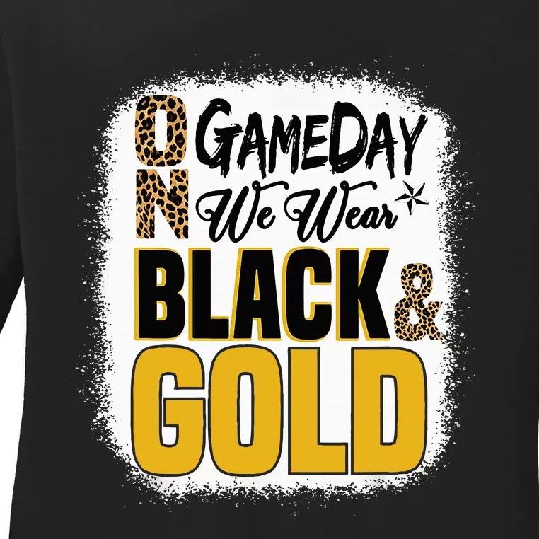 On Football We Wear Black And Gold School Ladies Long Sleeve Shirt