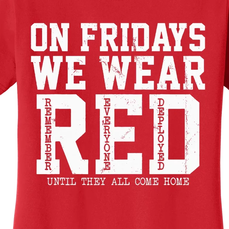 On Fridays We Wear Red Military Support Distressed Women's T-Shirt