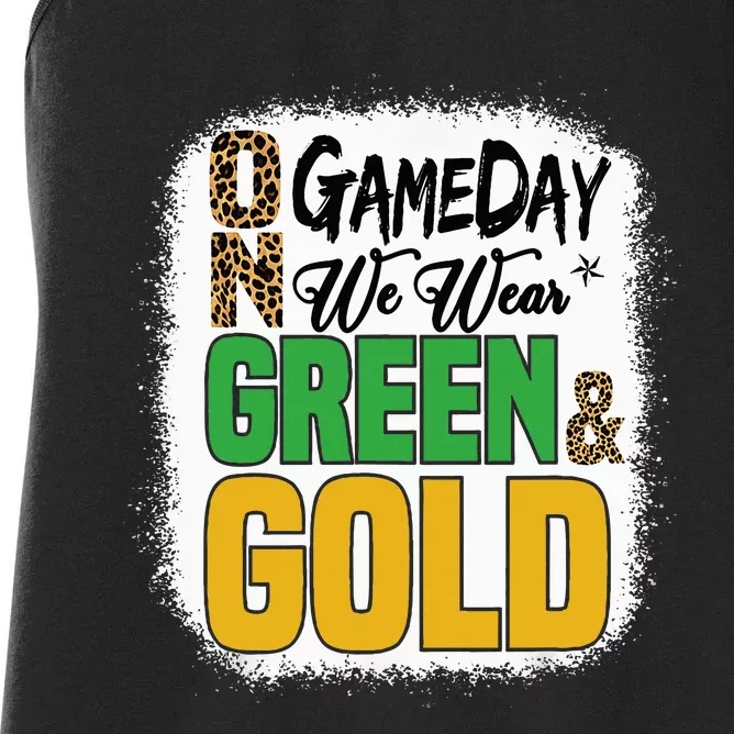 On Football We Wear Green And Gold Women's Racerback Tank