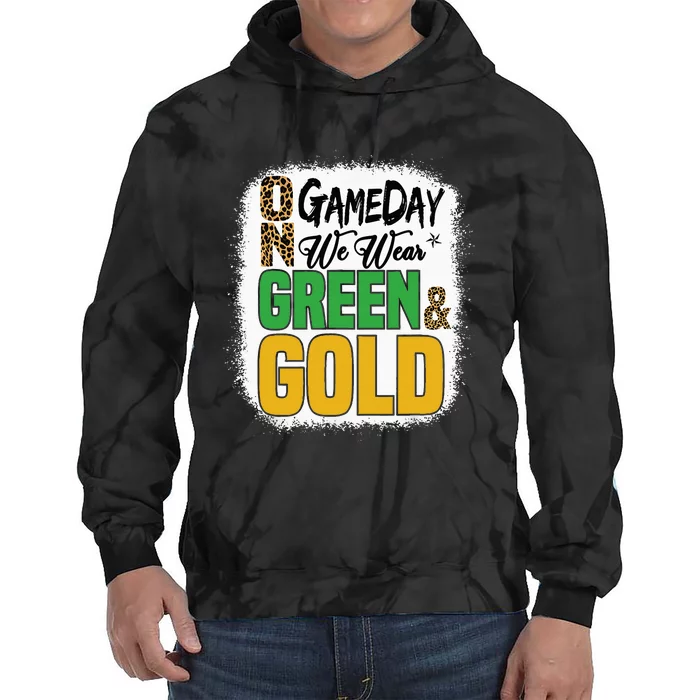 On Football We Wear Green And Gold Tie Dye Hoodie