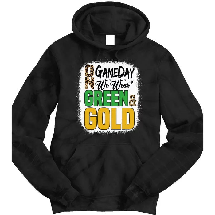 On Football We Wear Green And Gold Tie Dye Hoodie