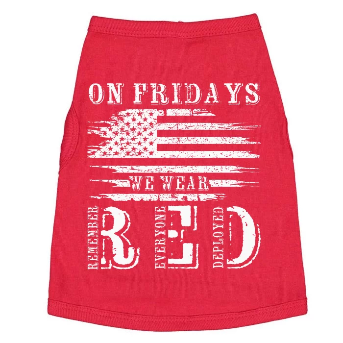 On Friday We Wear Red Retro USA Flag Military Supportive Doggie Tank