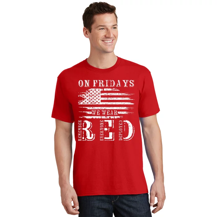 On Friday We Wear Red Retro USA Flag Military Supportive T-Shirt