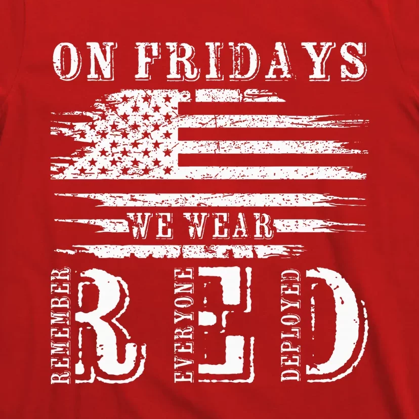 On Friday We Wear Red Retro USA Flag Military Supportive T-Shirt