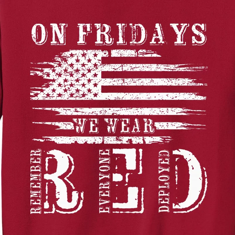 On Friday We Wear Red Retro USA Flag Military Supportive Tall Sweatshirt