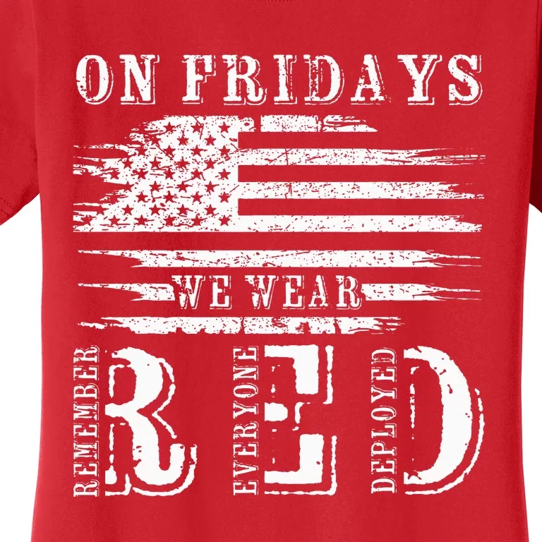 On Friday We Wear Red Retro USA Flag Military Supportive Women's T-Shirt