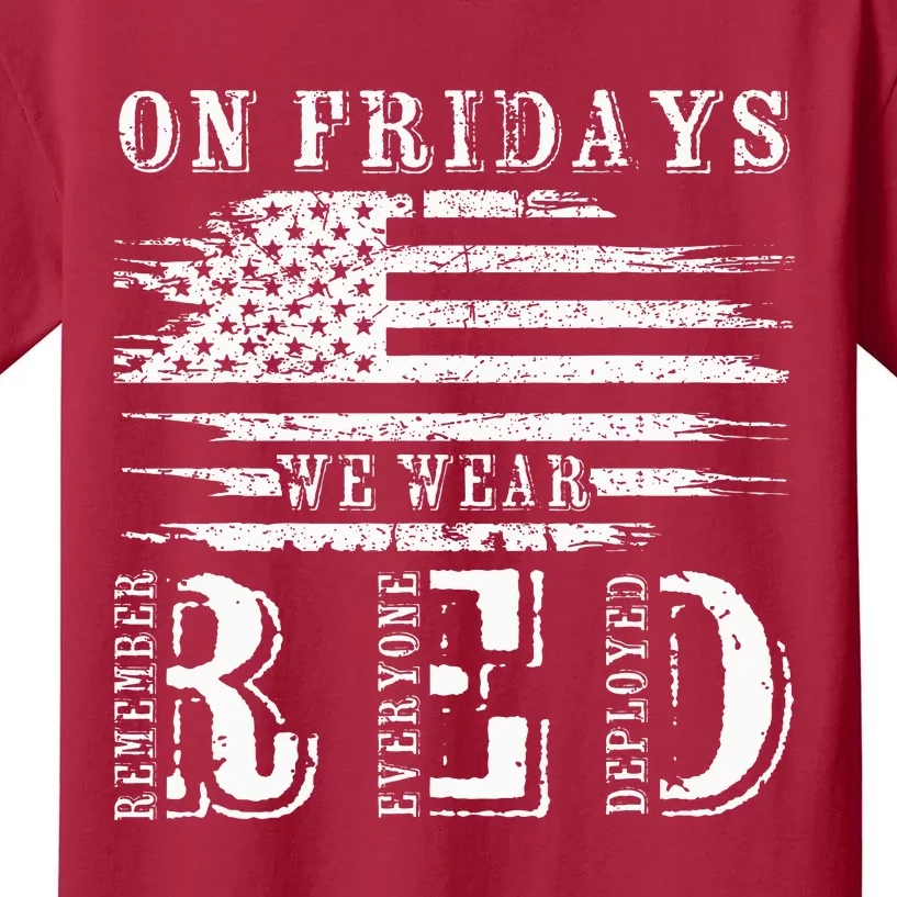 On Friday We Wear Red Retro USA Flag Military Supportive Kids T-Shirt