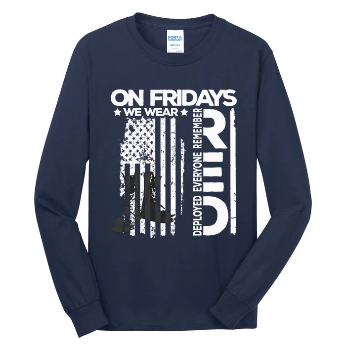 On Friday We Wear Red Veteran Red Friday US Flag Tall Long Sleeve T-Shirt