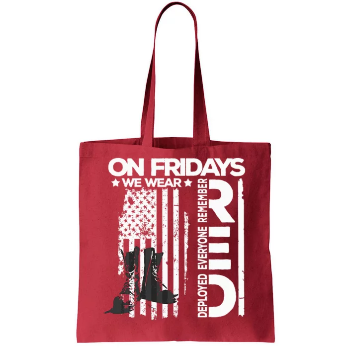 On Friday We Wear Red Veteran Red Friday US Flag Tote Bag