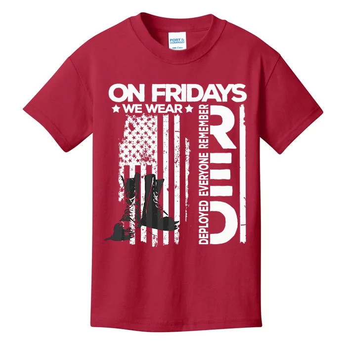 On Friday We Wear Red Veteran Red Friday US Flag Kids T-Shirt