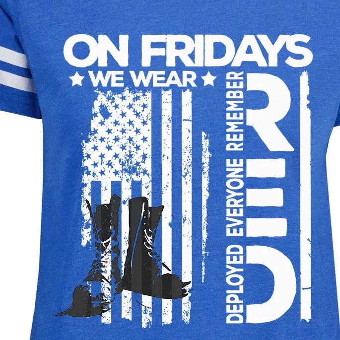 On Friday We Wear Red Veteran Red Friday US Flag Enza Ladies Jersey Football T-Shirt