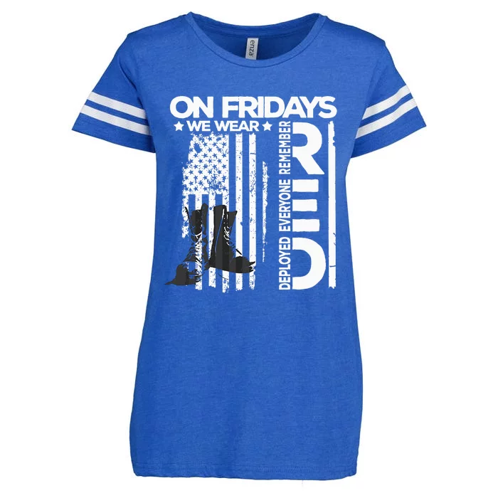 On Friday We Wear Red Veteran Red Friday US Flag Enza Ladies Jersey Football T-Shirt