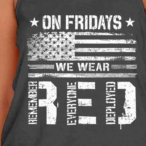 On Friday We Wear Red American Flag Military Supportive Women's Knotted Racerback Tank