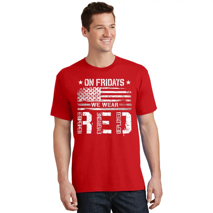 On Friday We Wear Red American Flag Military Supportive T-Shirt