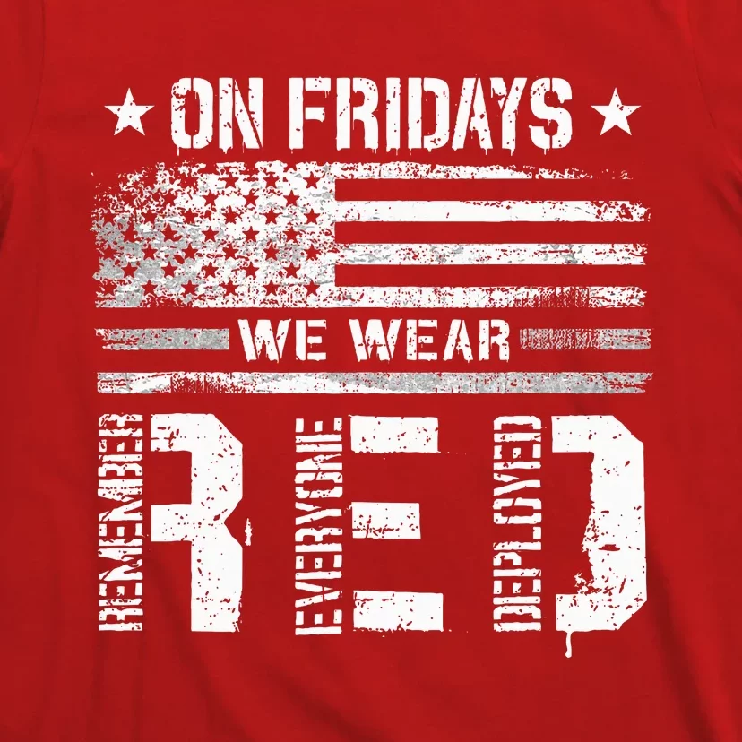 On Friday We Wear Red American Flag Military Supportive T-Shirt