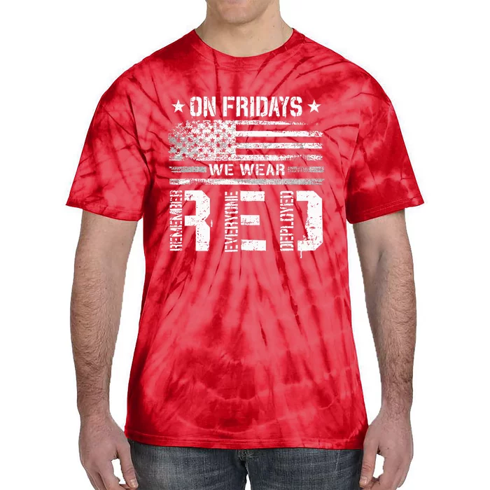 On Friday We Wear Red American Flag Military Supportive Tie-Dye T-Shirt