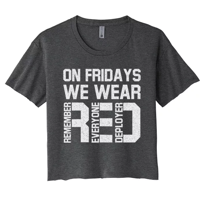 On Fridays We Wear Red Military Veteran Day US Flag Women's Crop Top Tee