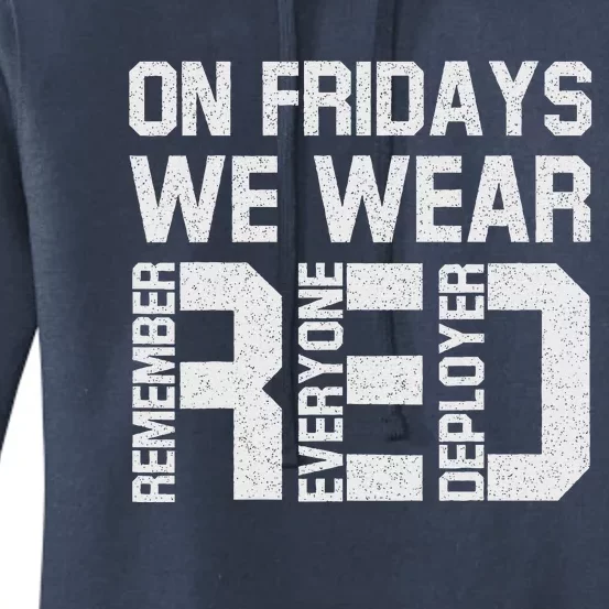 On Fridays We Wear Red Military Veteran Day US Flag Women's Pullover Hoodie