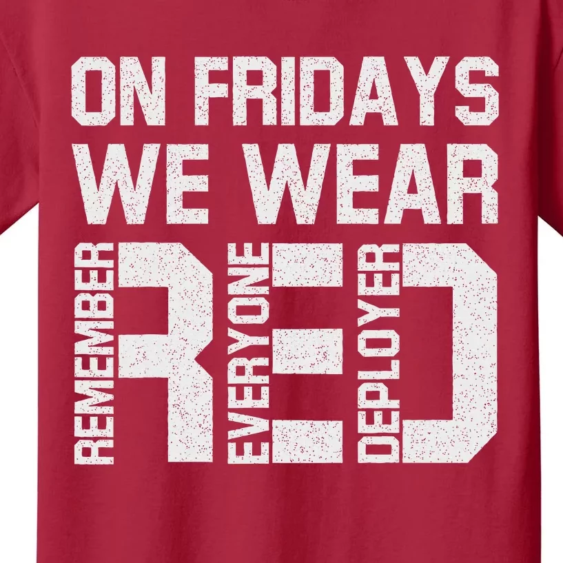 On Fridays We Wear Red Military Veteran Day US Flag Kids T-Shirt