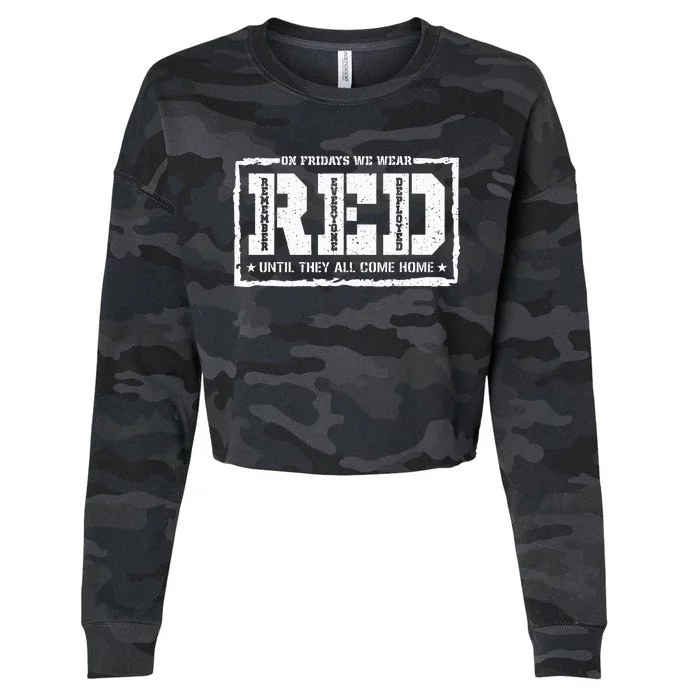 On Friday We Wear Red American Military Support Red Friday Cropped Pullover Crew