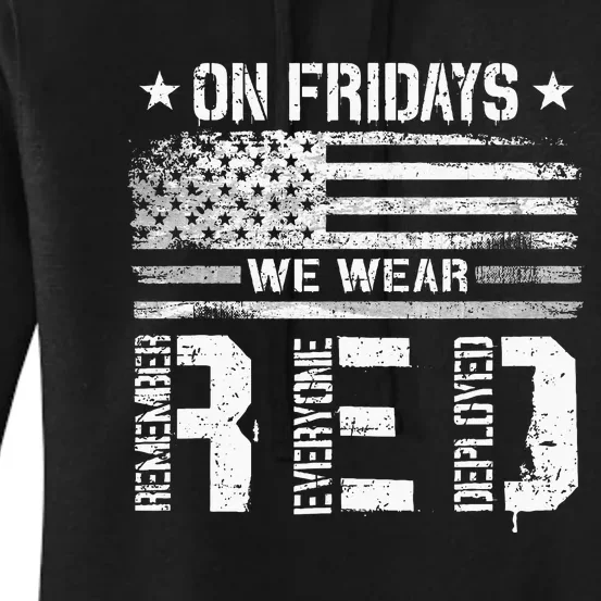 On Friday We Wear Red American Flag Military Supportive Women's Pullover Hoodie