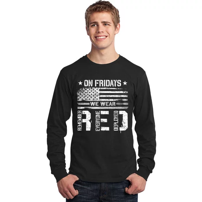 On Friday We Wear Red American Flag Military Supportive Tall Long Sleeve T-Shirt