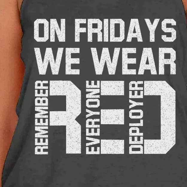 On Fridays We Wear Red Military Veteran Day US Flag Women's Knotted Racerback Tank