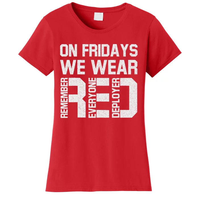 On Fridays We Wear Red Military Veteran Day US Flag Women's T-Shirt