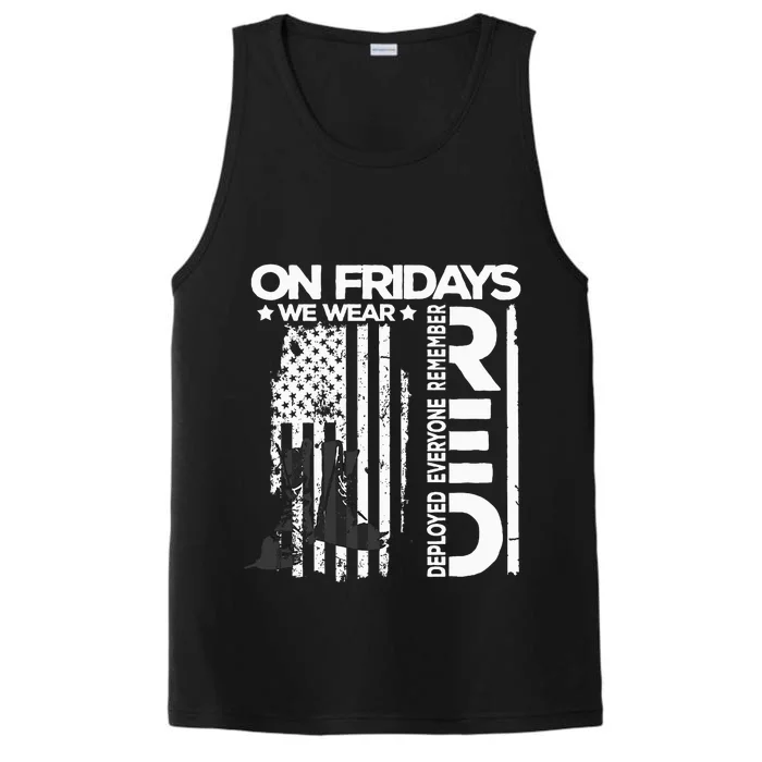 On Friday We Wear Red Veteran Red Friday US Flag Performance Tank