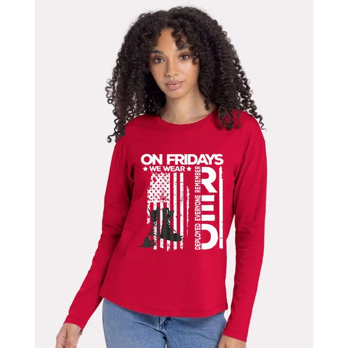 On Friday We Wear Red Veteran Red Friday US Flag Womens Cotton Relaxed Long Sleeve T-Shirt