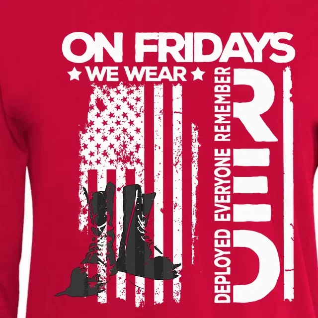 On Friday We Wear Red Veteran Red Friday US Flag Womens Cotton Relaxed Long Sleeve T-Shirt