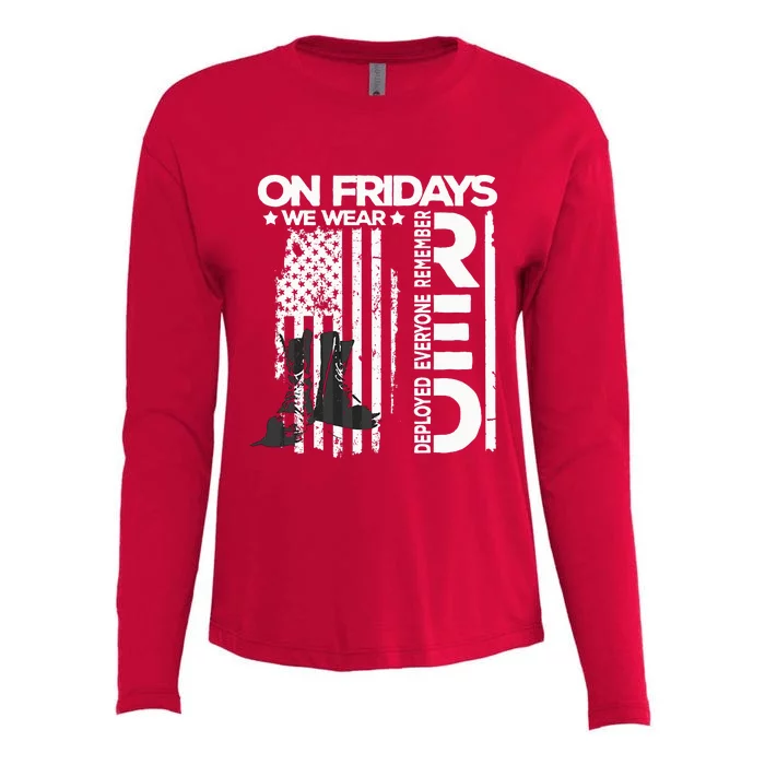 On Friday We Wear Red Veteran Red Friday US Flag Womens Cotton Relaxed Long Sleeve T-Shirt