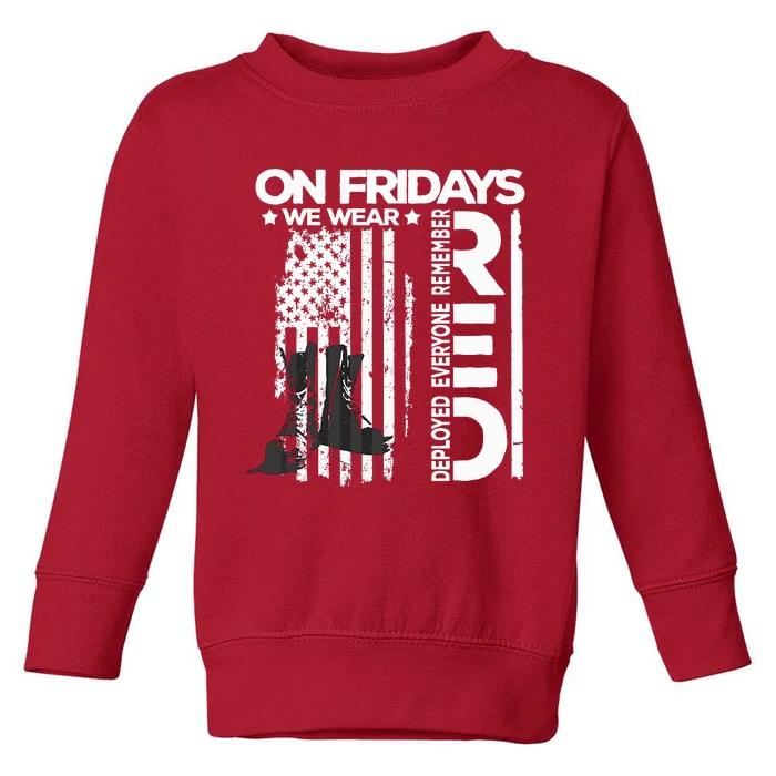 On Friday We Wear Red Veteran Red Friday US Flag Toddler Sweatshirt